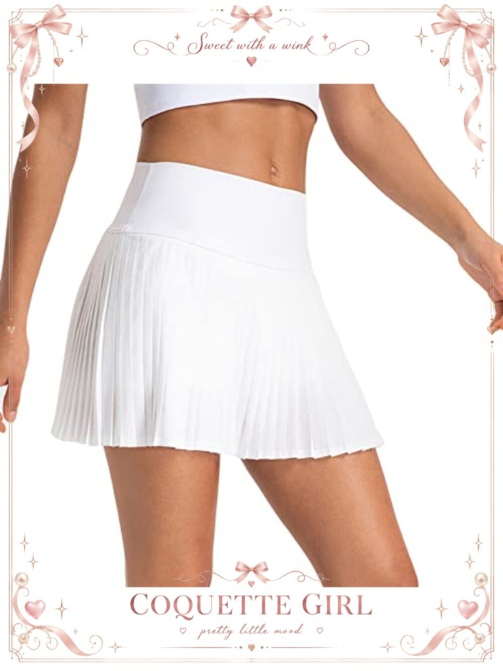 Pleated Tennis Skort with Shorts, 3" Inseam, Side Pockets, Activewear